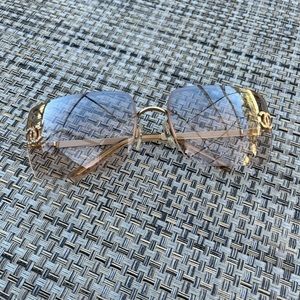 ✨Rare Chanel Gold Rimless Sunglasses Style 4092-B Womens Authentic 2000s Vintage
